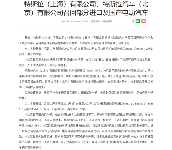 160万辆，特斯拉大规模召回的背后是什么？