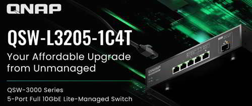 QNAP 推出 QSW 3000 系列 5 端口全 10GbE Lite 网管型交换机