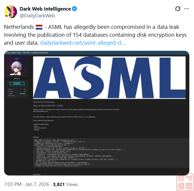 ASML官方否认被黑客入侵并泄露数据
