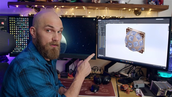 国外大神15把风扇打造球形机箱侧面板,瞬间降温20度