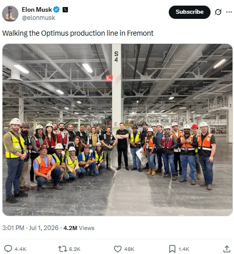 特斯拉人形机器人Optimus正进入关键的量产阶段