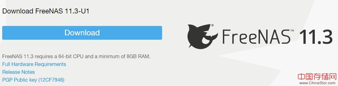 之后进入真正的下载界面。下载FreeNAS-11.3-U1.iso,该版本大小745MB。